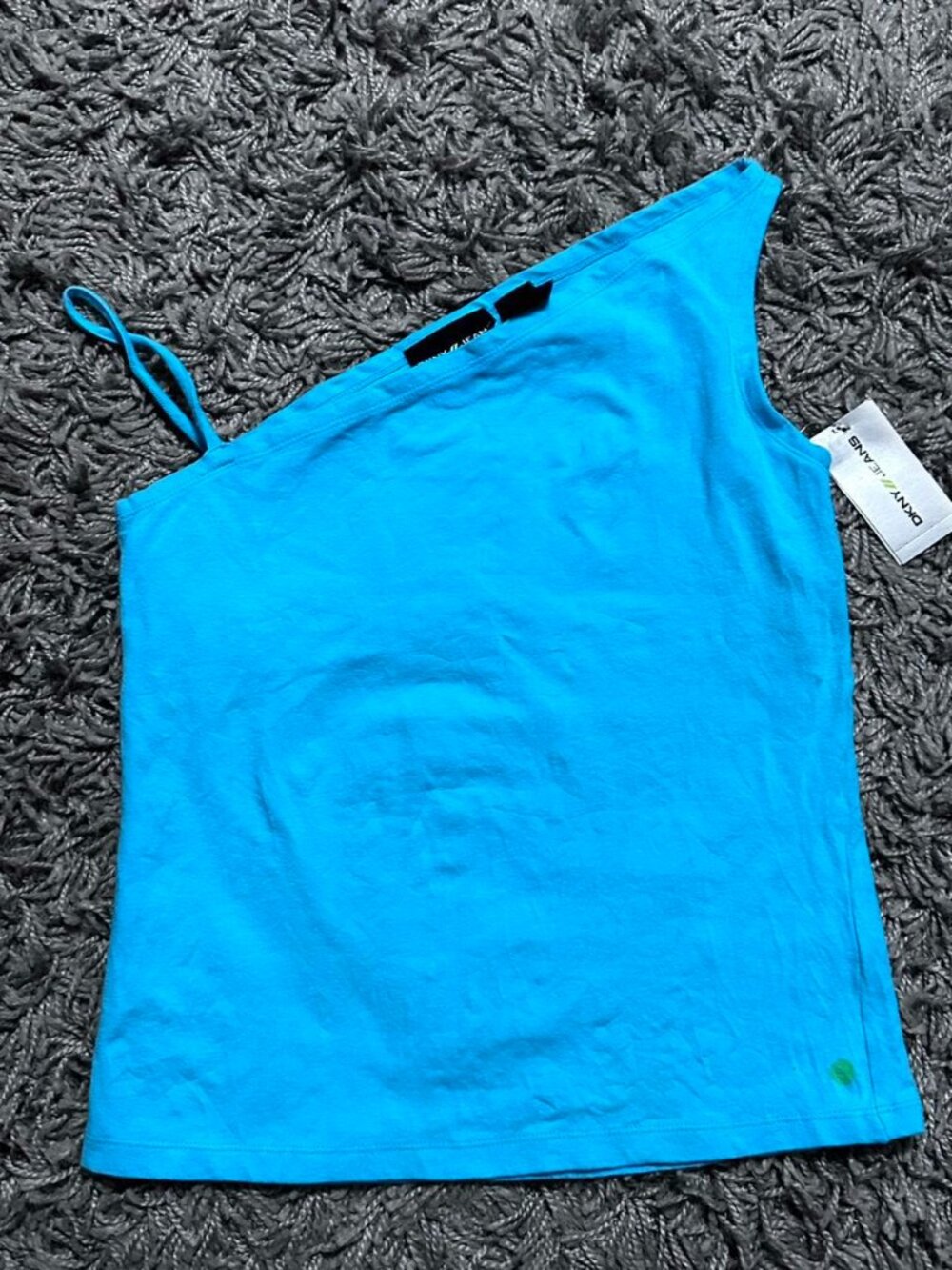 Y2K DKNY Blue One Shoulder Crop Top Size M
